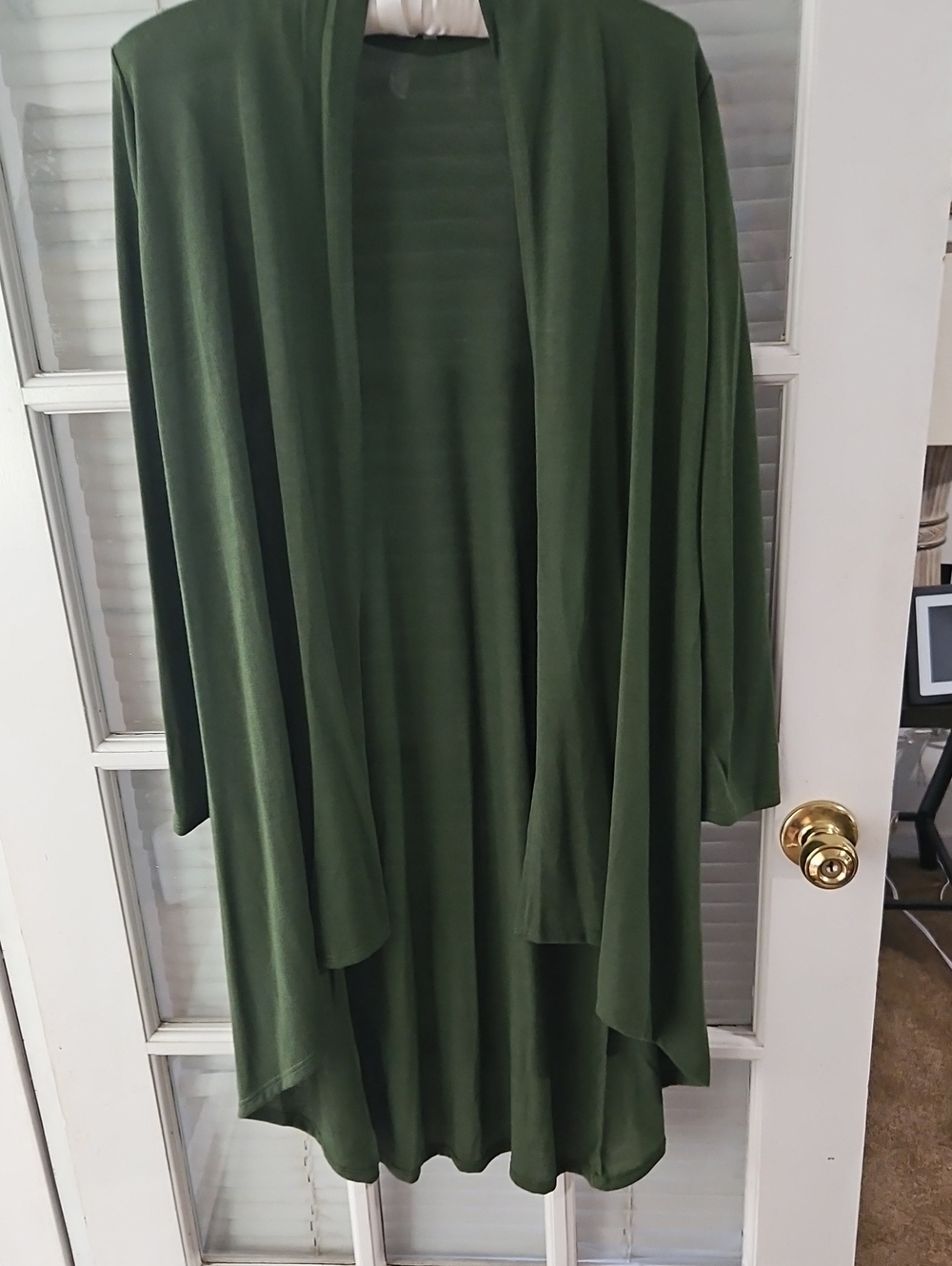 New Azules Olive Green Open Front Cardigan. Sz Medium